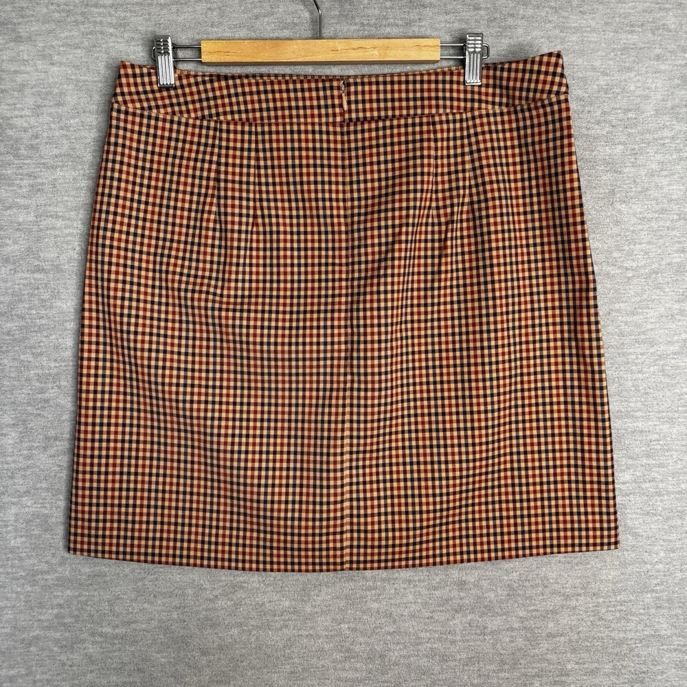 Loft‎ Skirt Womens Size 12 Brown Plaid Lined Side Button Academia Fall Autumn - Picture 5 of 7